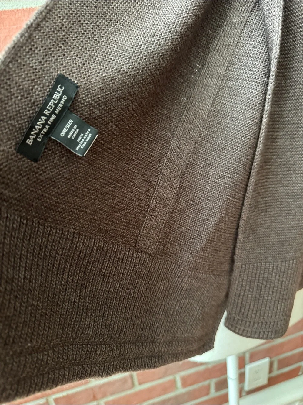 Banana Republic Extra Fine Merino Wool Knit Scarf Dark Brown 12”x80” NWOT